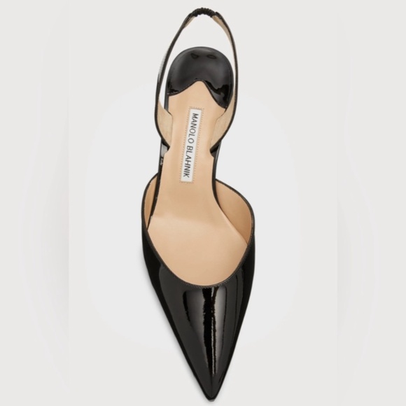 Authentic MANOLO BLAHNIK Patent Leather Slingback Heels - Picture 1 of 4